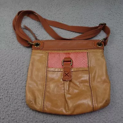 THE SAK Leather Crossbody Bag Pockets Tan Brown Adjustable • £40.99