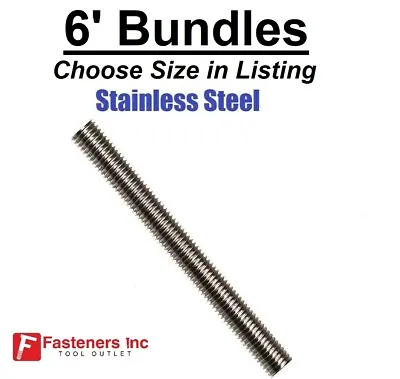 $290.54 • Buy 6' Long Stainless Steel All Threaded Rod 18-8 304 Grade Full Bundles 6ft 