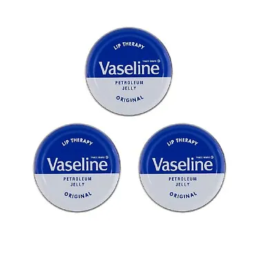 3 X Vaseline Lip Therapy Original Tin Petroleum Jelly 20g • £6.99