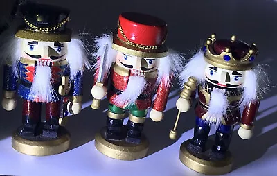 Set Of 3 Handpainted Wooden Nutcrackers 5   Tall 2 Soldiers 1 King • $9.99