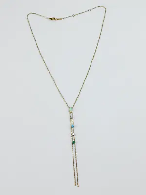 Nadri 925 Sterling Silver Gold Vermeil Y-drop Chain Multi Stone Necklace • $29.99