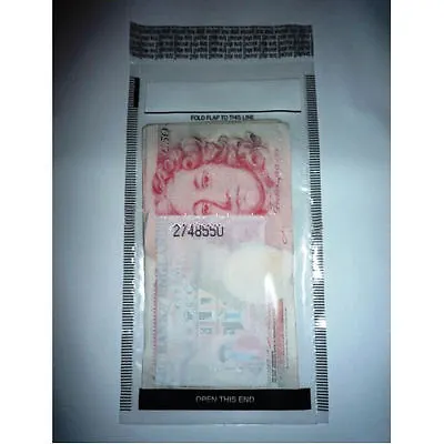  250 X Plastic Tamper Evident Note / Bank Bags / Cash / Money / Valuables MEDIUM • £19.95