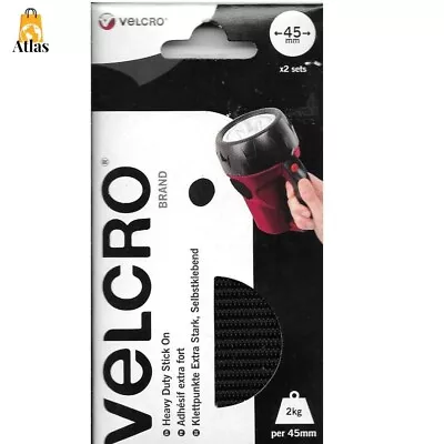 VELCRO® Brand Large Coins 45mm Black 2 Sets Self Adhesive Pads Black • £1.99