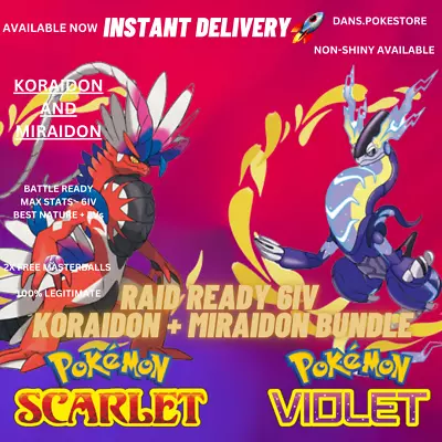 ✨ Miraidon + Koraidon Bundle ✨6IV🔥Pokemon Scarlet & Violet | Fast Delivery🚀 • $5.40