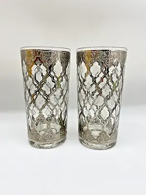 2  - Vintage CULVER SILVER Valencia Highball Glasses  5.5”H • $29