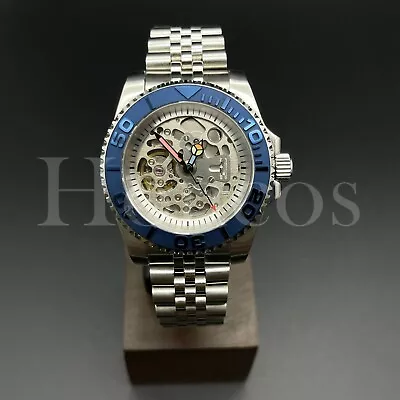 Custom Made Skeleton Watch Yacht Master Style Diver NH70 Auto Movement DBL Bezel • $199.99