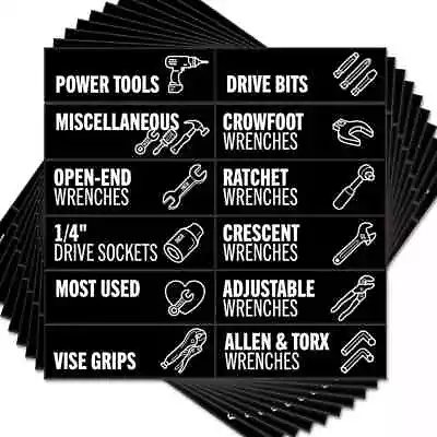 Toolbox Organization Magnetic Labels - 80 Large Tool Chest Organizer Labels Wit • $27.49