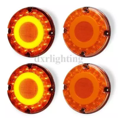 4X Amber Truck Bus 7inch Round LED Trailer Tail Light Stop Brake Turn Signal DRL • $74.99