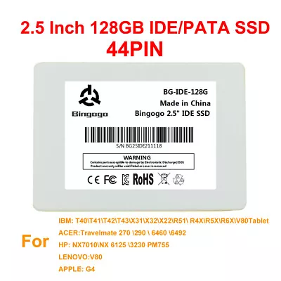 NEW 128GB BINGOGO 2.5 Inch PATA IDE 44 PIN SSD Solid State Disk For IDE Laptop • £36.96