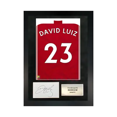 Authentic Hand-signed A3 Frame David Luiz Arsenal 20/21 Shirt Poster W/ COA • £139.99