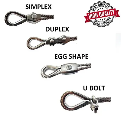 Simplex Duplex Egg Shape U Bolt Steel Wire Grip Grips Clamp Clips Rope Cable • £2.18