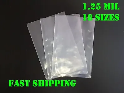 Multiple Sizes Clear Poly Bags 1.25Mil Flat Open Top Plastic Packaging Packing • $8.92