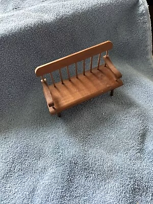 Dollhouse Garden Bench Large Classic Style Wood With Walnut Finish 1:12 Scale • $5.99