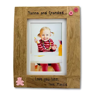 Nanny And Grandad I Love You | Personalised Oak Photo Frame | Grandparents Nana • £17.99