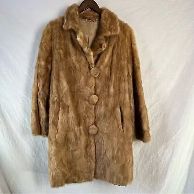 Vintage Golden Real Mink Coat 50’s Shorter Sleeve Side Pockets Fully Lined Fur • $499