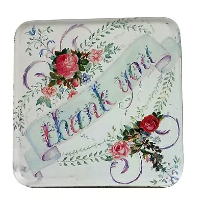 Vintage Keller-Charles Thank You Square Collectors Cookie Tin Floral Theme • $12.99