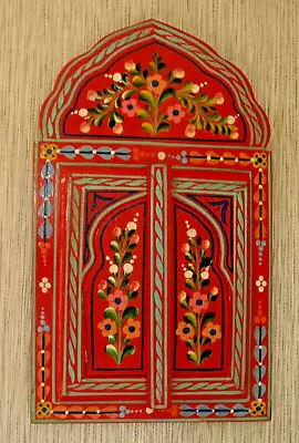 Beautifully Hand Painted Mirror With Doors 35 Cm X 20 Red  Made In Morocco • £16.99