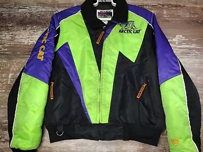 Vintage ARCTIC CAT Arcticwear Snowmobile Jacket Neon THINSULATED 80s 90s • $29.75