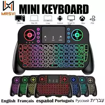 Mini Wireless Keyboard 7 Color Backlit Multilingual Bluetooth Control Touchpad • $14.99