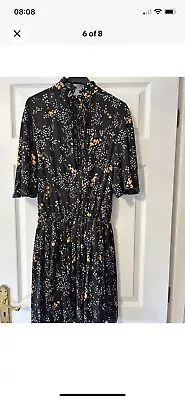 Black Print Dress “ Roza Spark Floral”By Zadig&voltaire  Size Medium Never Worn • £18