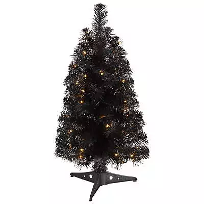 2ft. Black Artificial Christmas Tree With 35 LED Lights And 72 Bendable Branches • $18.27