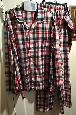 Mens Croft & Barrow Sleep Set Broadcloth 2 Piece Red & Blue Plaid Pajama S M L  • $19.99