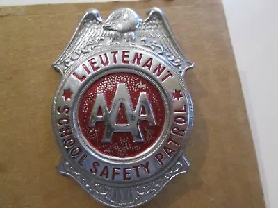 School Badge Metal Safety Patrol Lieutenant Silver Red Trim Grammes Allentown Us • $9.90