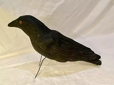 Vintage Crow Bird Decoy W/ Metal Wire Legs Glass Eyes Paper Mache Construction • $75