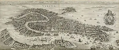 1636 Venice Italy Map Vintage Historic Wall Poster Home Office Venetia Venezia • £13.25