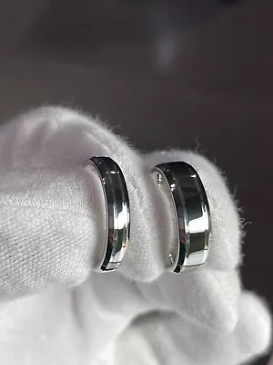 His Hers Titanium Silver Stripe Rings Matching Bands Wedding Anniversary • $169.99