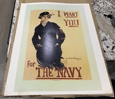 Vintage US Navy Recruitment Poster 16 X 20  The I Want You Poster • $10.50