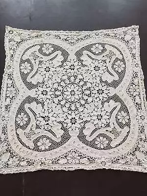 Vintage Point De Venise Needle Lace Banquet Tablecloth 102x100cm • $124.51