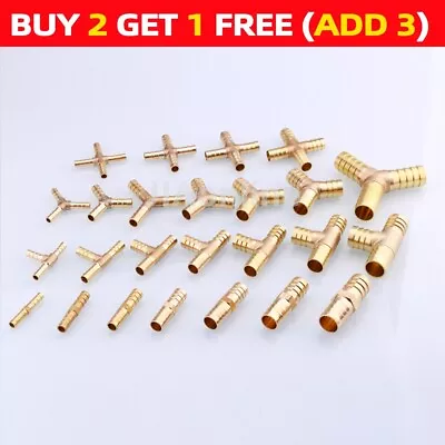 Solid Brass T Joiner Various Piece Fuel Hose Joiner Tee Connector Various Size • £3.88