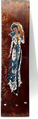 ABALONE Shell Inlay Lacquered Wood Wall Plaque Japanese Asian Woman 15.5  X 4  • $19.99