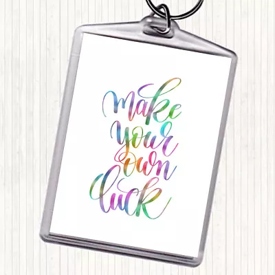 £4.99 • Buy Make Your Own Luck Rainbow Quote Bag Tag Keychain Keyring