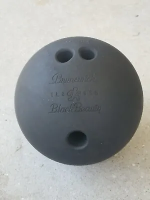 Vtg 12 Lb 6.5 Oz Brunswick  Black Beauty  Rubber Bowling Ball Black RH • $14.99