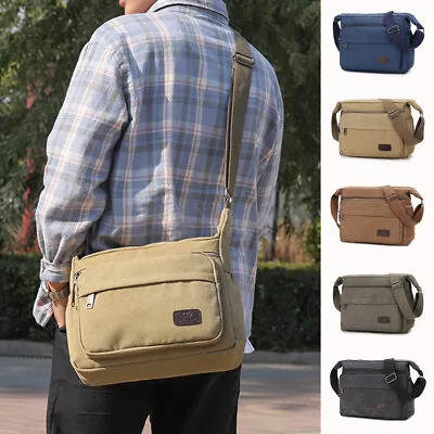Men Canvas Crossbody Messenger Bag Shoulder Retro Travel Satchel Handbag Gift • £10.99