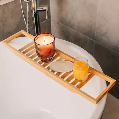 Bamboo Bath Tub Caddy Rack Wooden Bathroom Shelf Storage Organiser Tray Table • $21.99