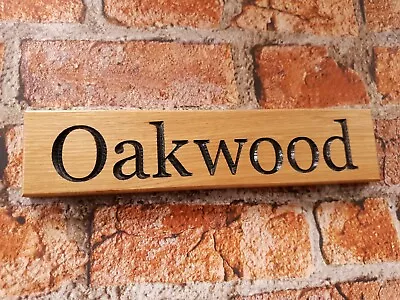 £9.95 • Buy Personalised Carved  House Wooden Oak Sign Wood Engraved Name Plaque Outdoor