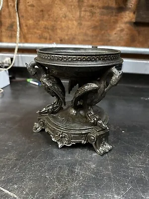 Antique 3 Heron Holding PEDESTAL TAZZA COMPOTE RAISED DISH Square Nut Assembly • $150