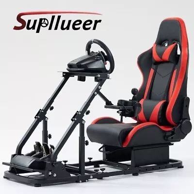 Supllueer Racing Simulator Cockpit Stand With Red Seat Fit Logitech G29 G920 • £259.99