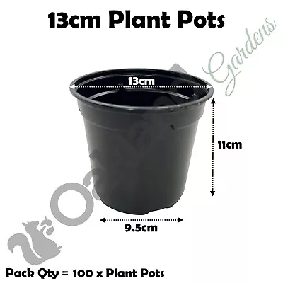 13cm Plant Pots 1 Litre Black Plastic Tall Deep Full Seed Flower Pot Qty = 100 • £14.95