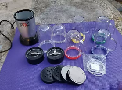 Magic Bullet Blender MB1001 Bundle Extra Cup Blades Lids Colored Rings Tested • $45