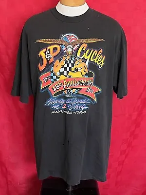 VINTAGE 1994 J&P Cycles Biker Shirt Ananosa Iowa USA 2XL Hanes HD MC • $19