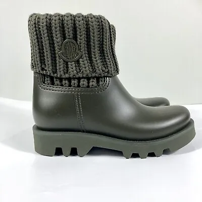 NWB Moncler Ginette Logo Patch Ankle Short Rain Boots Size 37EU • $329