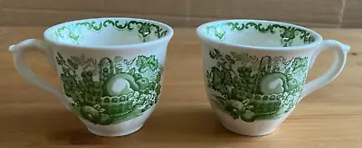 MASON'S IRONSTONE FRUIT BASKET GREEN - 2 X MINIATURE CUPS (55mm HEIGHT) • £11.99