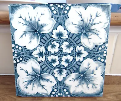 Antique Victorian / Edwardian Blue & White Floral Design Tile • £15