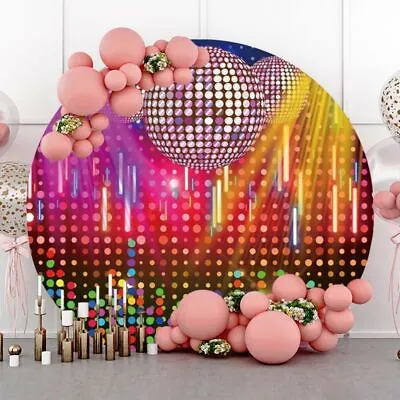 Round 70s 80s Disco Birthday Party Backdrop Photo Booth Background Prop Decor • £49.67