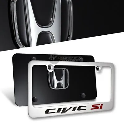 3D Honda Civic Si Stainless Steel 2pc Front + Back License Plate Frame W/ Caps • $53.99