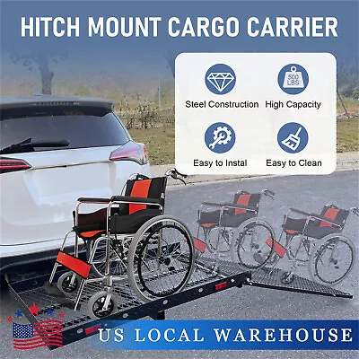 Folding Carrier Wheelchair Mobility Scooter Hitch Mount Medical Loading Ramp • $154.99